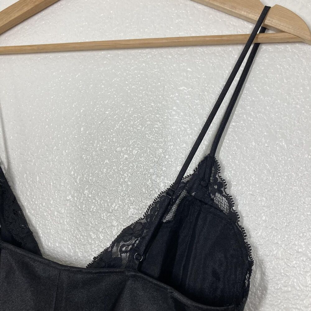 Victoria's Secret Chemise Nightgown Y2K Small Black Satin Lace Sleep Slip - Picture 13 of 14